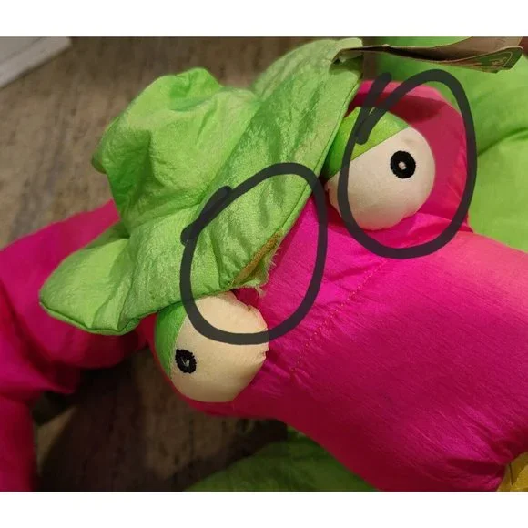 Vintage 1991 Platinum Embrace Parachute Puffy Pink Green Snake Plush Puppet 63" - Picture 5 of 12